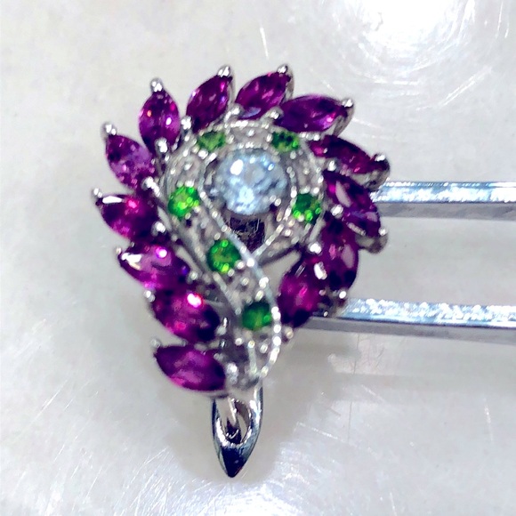 Amethyst Aquamarine 14KGP Earrings - Picture 2 of 7